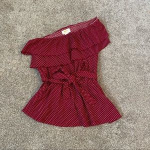 Maeve One Shoulder Sleeveless Red Blouse